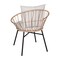 Merrick Lane Alma Set Of 2 Faux Rattan Rope Patio Chairs, Papasan Style Indoor/Outdoor Chairs with Seat & Back Cushions